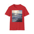 Charcoal cotton T-shirt featuring icy blue and white Antarctic design