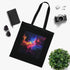 Vibrant neon-infused galaxy tote bag in black cotton material for all seasons.