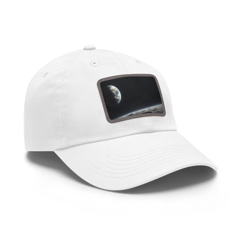 Earths Horizon Cap White Light Brown Patch Rectangle Unisex Cotton Vegan