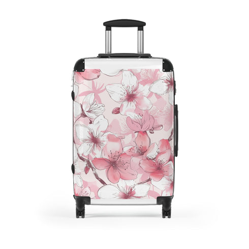 Black Cherry Blossom Dream Suitcase, Small Size for Stylish Travelers.