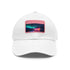 Neon watercolor charm baseball cap with light brown rectangle patch.