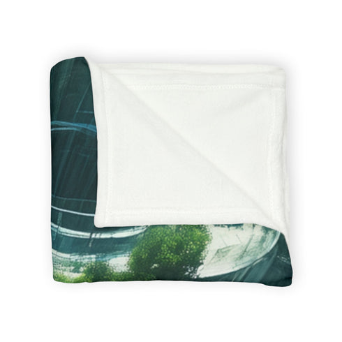 Glass Maze Growing through Skyscrapers Plush Fleece Throw Blanket