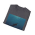Minimalist charcoal whale graphic t-shirt for serene ocean-loving souls.