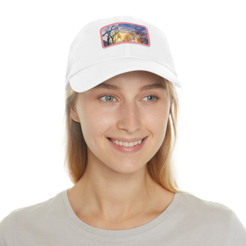 Eiffel Tower watercolor baseball cap with Parisian charm.