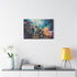 A Curious Child Reaching for the Stars with Books Stretched Canvas Wall Art