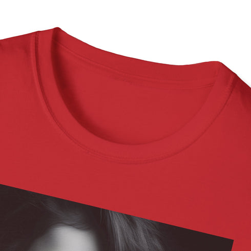 Trendy charcoal tee featuring Selena Gomez-inspired watercolor design.