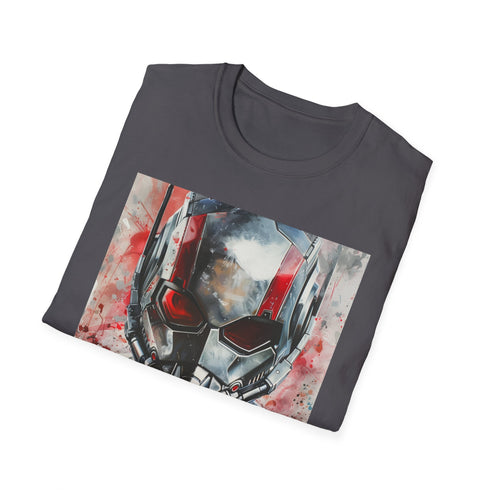 Vibrant charcoal cotton Ant-Man tee in small size with superhero portrait.