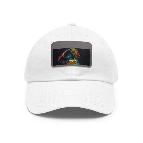 Neon watercolor baseball cap with light brown patch, rectangle shape.