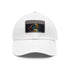 Neon watercolor baseball cap with light brown patch, rectangle shape.
