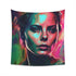 Charlize in Neon Watercolor Tapestry: Vibrant Portrait of Strength and Beauty