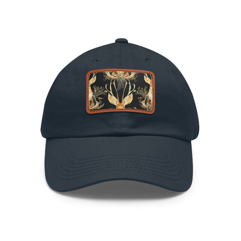 Stylish white cotton baseball cap with Jackalope pattern.