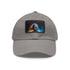 Vibrant neon cap with watercolor design, white/light brown rectangle patch.