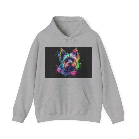 Yorkie Happiness Watercolor Hoodie in Navy for Small Size.