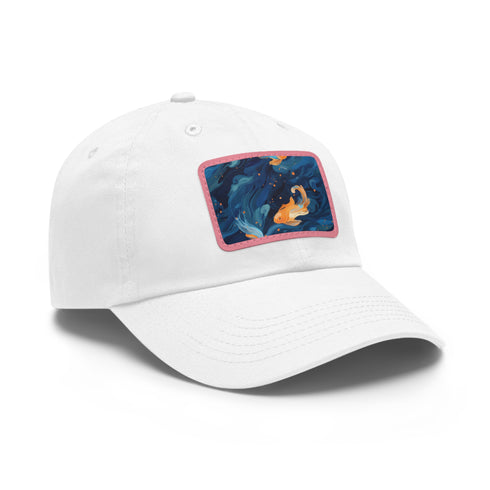 Gleaming Goldfish Adventure Baseball Cap in White with Light Brown Patch