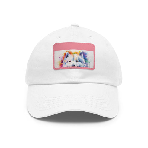Fluffy Samoyed Snapback White Light Brown Rectangle Unisex Cotton Vegan Hat