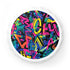 Neon graffiti bottle opener with urban graffiti pattern in white.