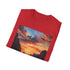 Charcoal cotton T-shirt with vibrant El Nido sunset painting
