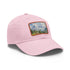 Swiss Alps watercolor cap with white/light brown rectangle patch.
