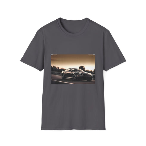 Charcoal cotton tee with Aston Martin race car graphic design