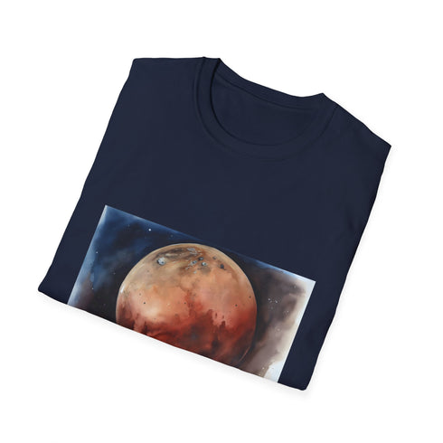 Red Planet watercolor hues t-shirt, charcoal variant, regular fit, crew neck.