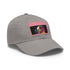 Neon watercolor Steve Jobs hat, unisex white with light brown patch.