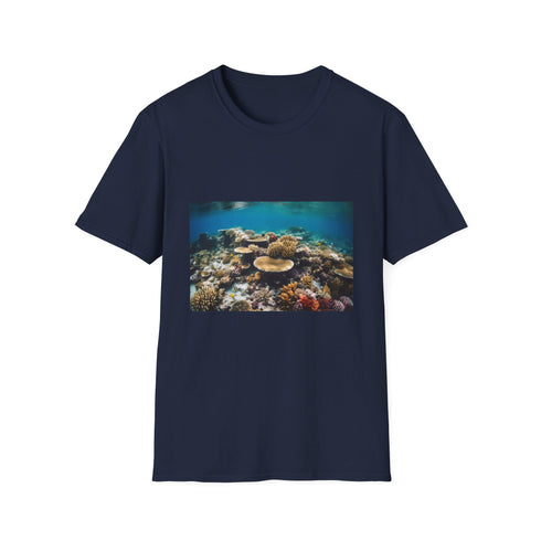 Symphony of Colors Beneath the Waves textured cotton t-shirt in charcoal.