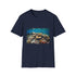 Symphony of Colors Beneath the Waves textured cotton t-shirt in charcoal.
