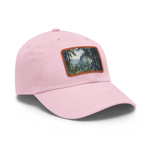 White cotton unisex hat with Congo Rainforest watercolor print.