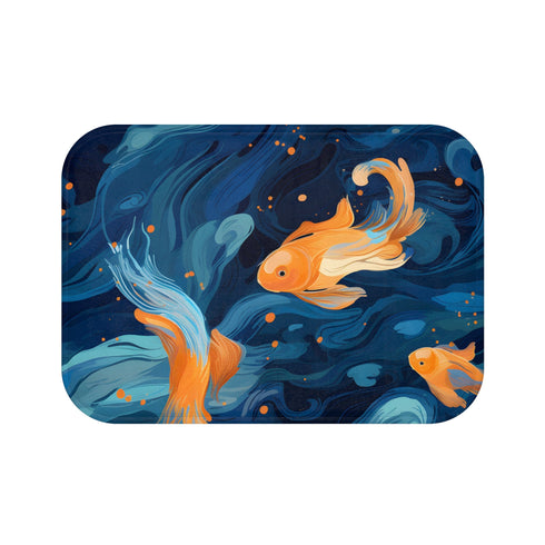 Golden Zen Koi Fish Bath Mat - Tranquil Home Decor Essential