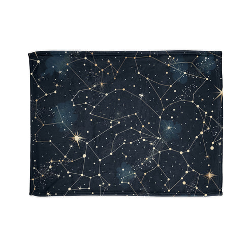 Celestial Constellation Stars Night Sky Plush Fleece Throw Blanket - View 1 | Prints With Passion