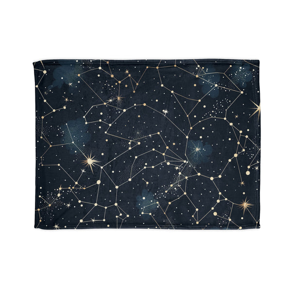 Celestial Constellation Stars Night Sky Plush Fleece Throw Blanket - View 1 | Prints With Passion