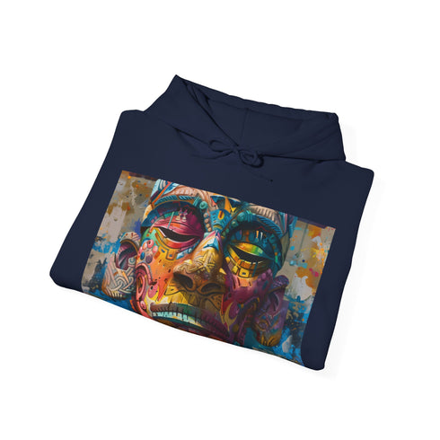 Tribal Neon Mask Hoodie in Navy with Regular Fit