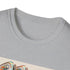 Retro roller skate themed charcoal t-shirt with colorful stripes - S.