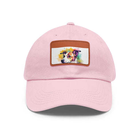 Adorable Jack Russell baseball cap with white/light brown patch.