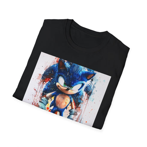 Charcoal Sonic watercolor t-shirt vibrant colors cotton crew neck regular fit