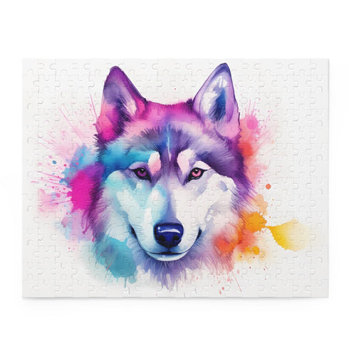 Playful husky heart puzzle, perfect for dog lovers and enthusiasts.