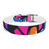 Neon graffiti urban dog collar with black onyx M size.
