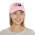 Neon Dream Margot Cap in White with Light Brown Patch and Rectangle Shape.