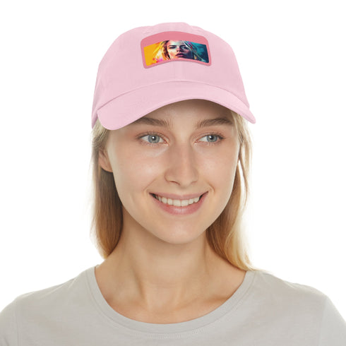 Neon Dream Margot Cap in White with Light Brown Rectangle Patch