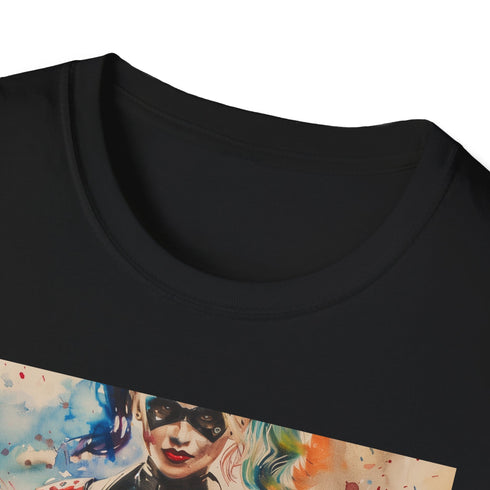 Charcoal cotton T-shirt featuring playful Harley Quinn design for DC fans