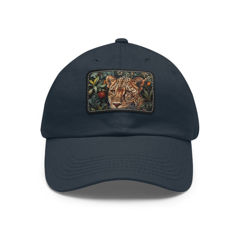 Cheetah Chic Baseball Cap in White with Light Brown Patch.