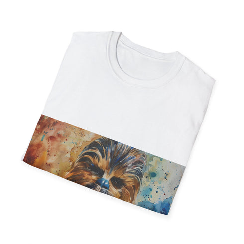 Chewbacca watercolor t-shirt in charcoal cotton crew neck vibrant design