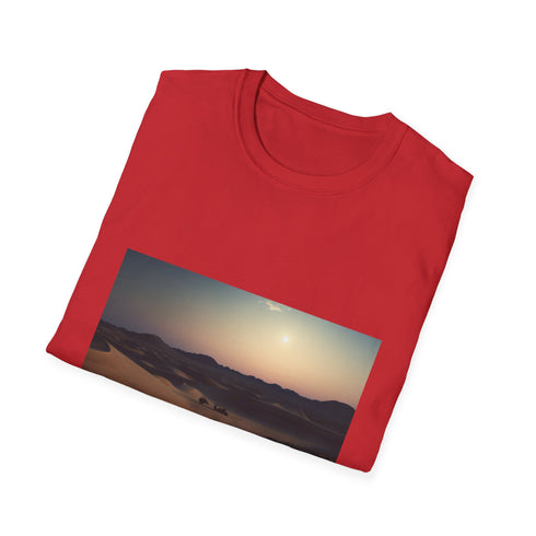Charcoal cotton T-shirt with ethereal desert moonlit dunes graphic