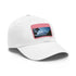 White Fuji Peak Flex Cap with Light Brown patch rectangle design.