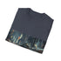 Charcoal cotton crew neck t-shirt with Gotham City Batmobile graphic