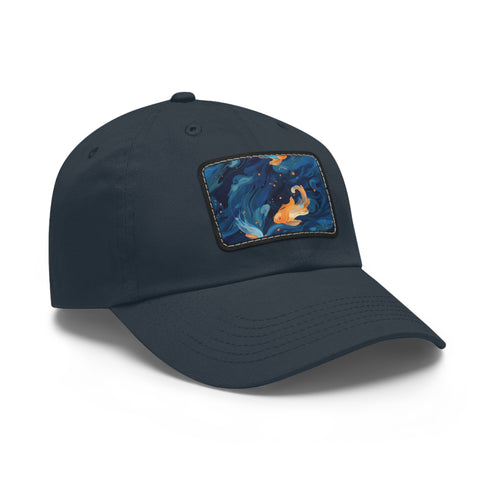 Gleaming goldfish adventure baseball cap in white with light brown patch