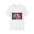 S charcoal T-shirt with vibrant watercolor comic design and crew neck