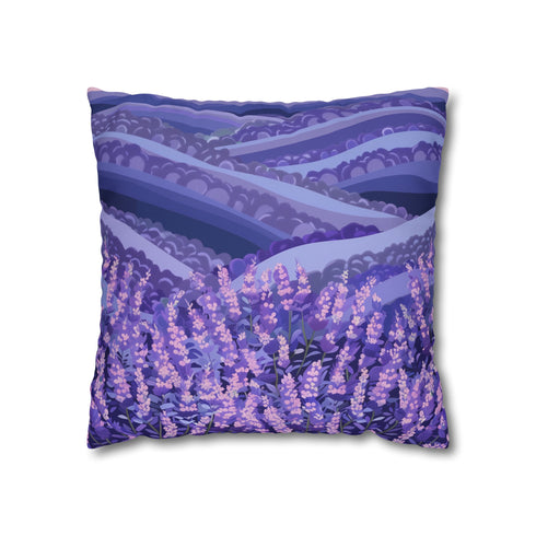 Serene Lavender Fields Pillowcase - Seamless pattern of vibrant flowers for peaceful dreams