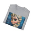 Charcoal cotton T-shirt with vibrant Elsa Frozen portrait in crew neck style