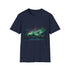 Charcoal cotton T-shirt featuring celestial aurora borealis design with crew neck
